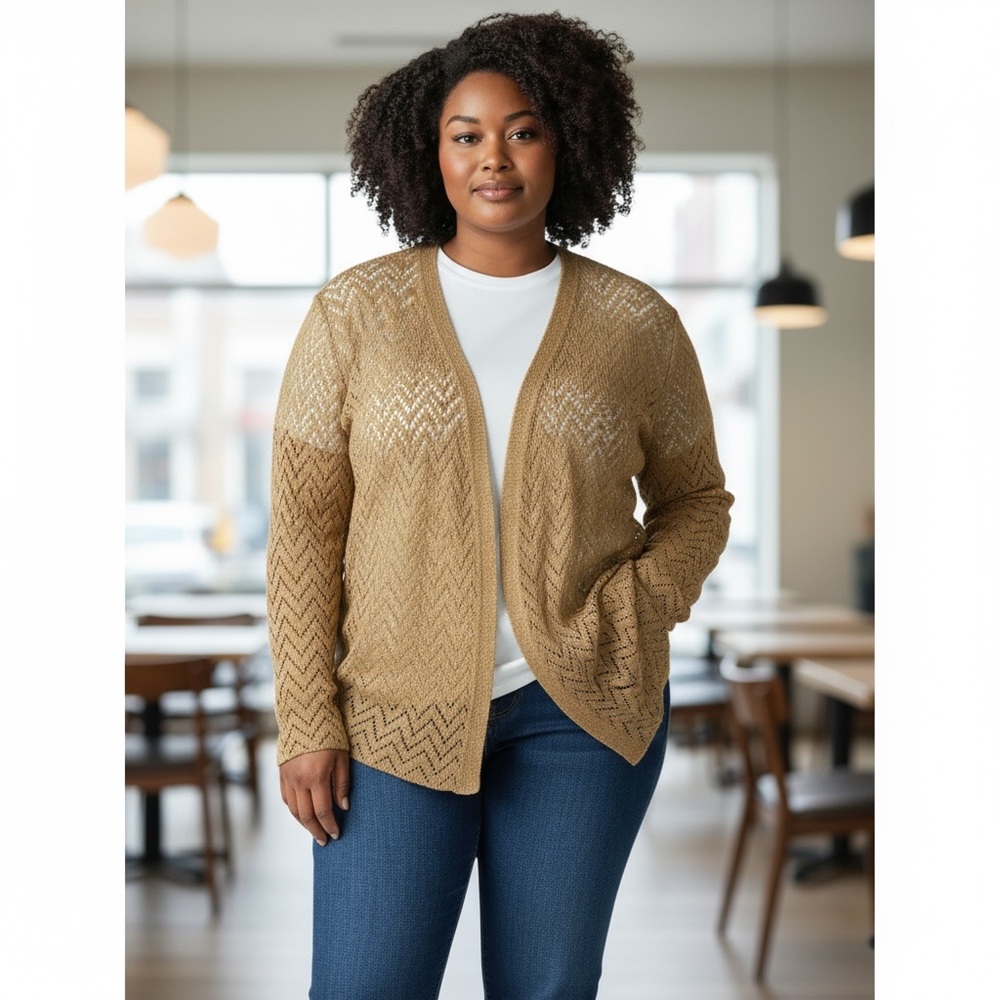 Elegant Women's Gold Cardigan by Liz Claiborne Collection
